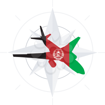 Royalty Free Clipart Image of an Airplane Representing Afghanistan 