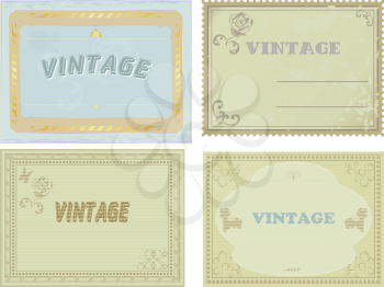 Royalty Free Clipart Image of an Assortment of Vintage Labels