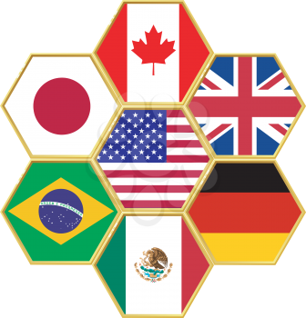 Royalty Free Clipart Image of a Variety Of Flags From Different Countries