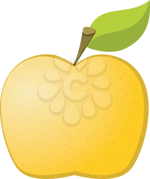 Royalty Free Clipart Image of a Yellow Apple with a Stem
