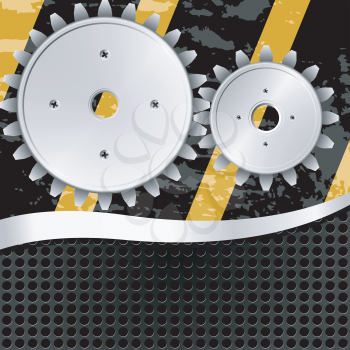 Royalty Free Clipart Image of An Abstract Metal Background With Gears