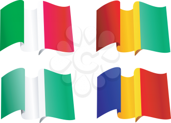 National flags Guinea, Romania, Nigeria, Italy