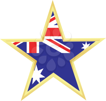 Gold star with a flag of Australia