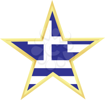 Gold star with a flag of Greece