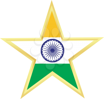 Gold star with a flag of India