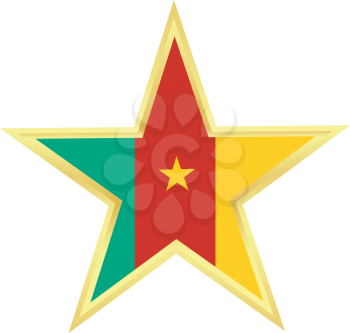 Gold star with a flag of Cameroon 
