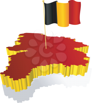 three-dimensional image map of Belgium with the national flag 