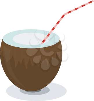 Illustration of coconut and a straw for cocktails