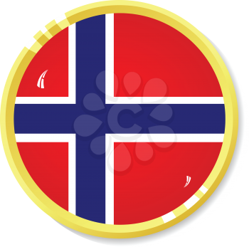 
Vector  button with flag Norway