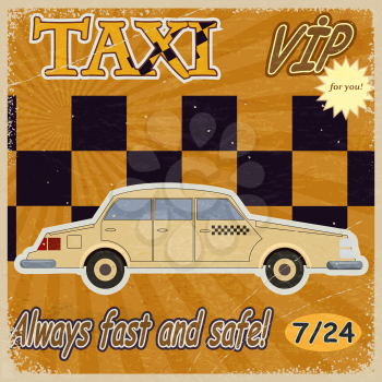 Vintage card with the image of the old taxis. eps10