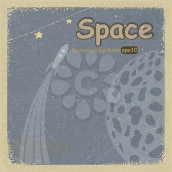 Vintage postcard with retro space background. eps10
