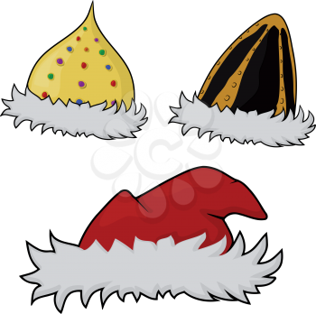 A set of vector images of hats with fur