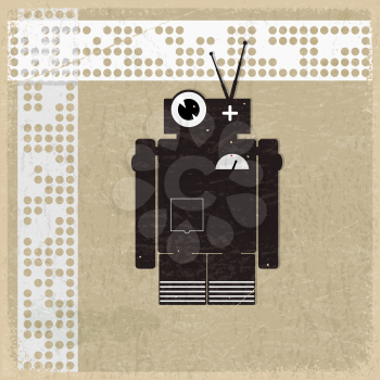 Vintage background with the silhouette of a robot