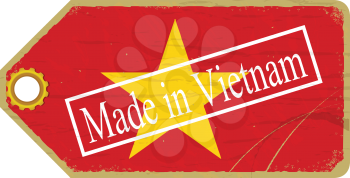 Vintage label with the flag of   Vietnam