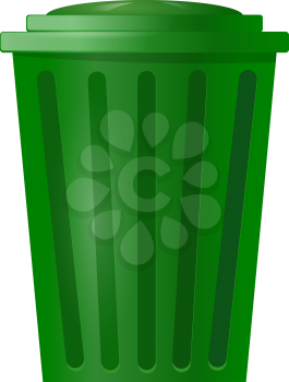 Green bin for garbage on white background
