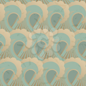 Seamless pattern with waves and grunge elements