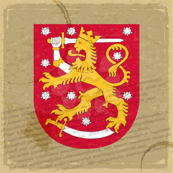 Finland coat of arms on an old sheet of paper
