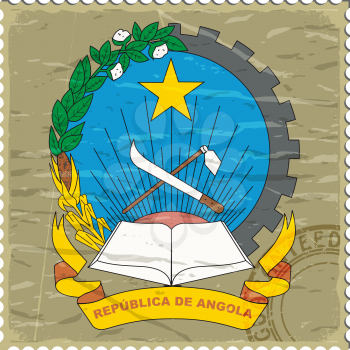 Coat of arms of  Angola on the old postage stamp