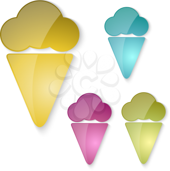 Set of glass icons ice cream