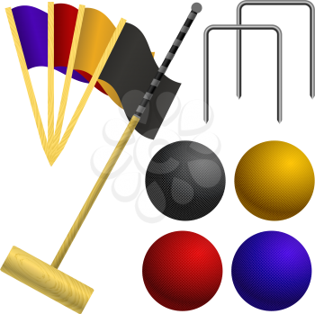 Set of objects for a game of croquet