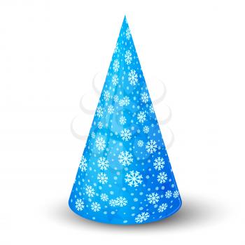 Royalty Free Clipart Image of a Party Hat With Snowflakes