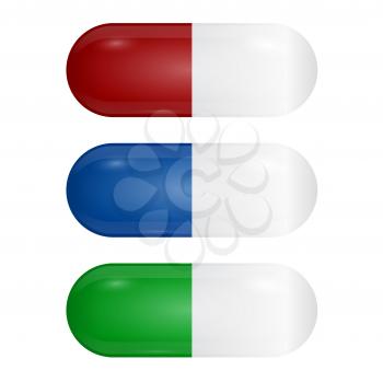 Set of colored pills