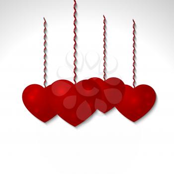 Red volumetric heart vector - congratulation with Valentine's Day