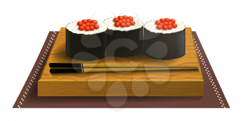  Wooden tray with sushi and chopsticks