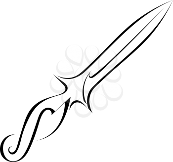 Black silhouette tattoo knife on a white background