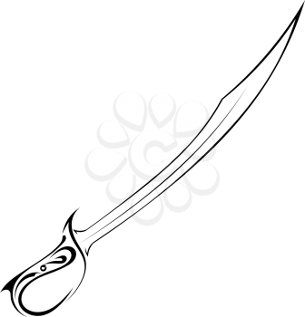 Silhouette tattoo saber knife on a white background