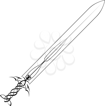 Beautiful Tattoo sword on a white background