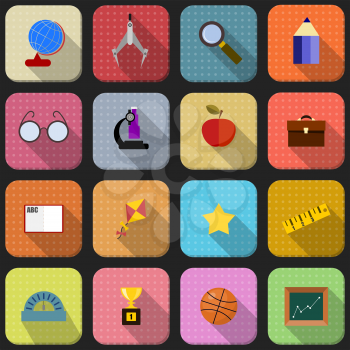 16 flat icons for school