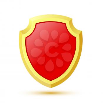 Single, isolated on white background red shield. Vector illustration.