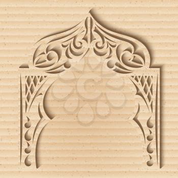 Abstract background with paper arch in the Asian style on cardboard