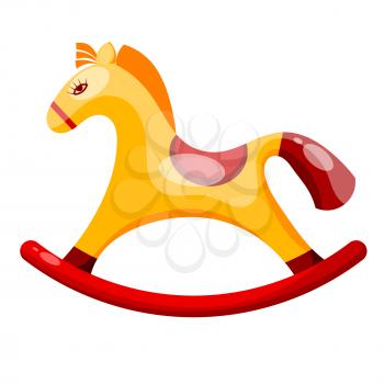 Toy rocking horse isolated on white background. Vector illustration. 