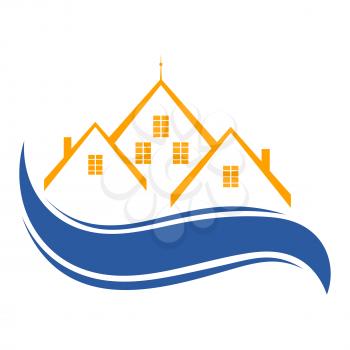 Logo Group of houses isolated on white background. Housing. Vector illustration.