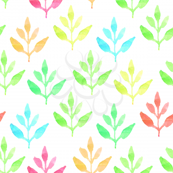 Retro seamless pattern with plants. Seamless Floral Pattern. Watercolor graphic for backgrounds, wallpapers and fabrics. Vector illustration