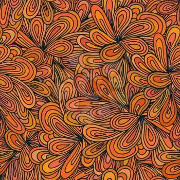 Orange seamless texture with flowers. Vector illustration.
