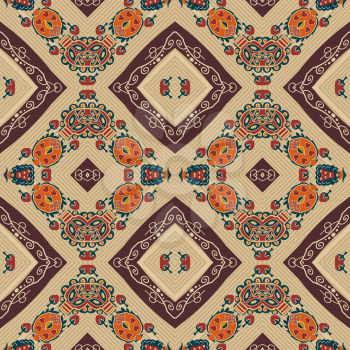 Floral seamless pattern in tribal style. Ethno. Vector illustration.