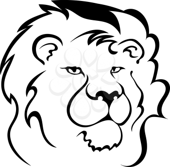 Silhouette of a lion's head. Symbol of the greatness and pride. Logo. Vector illustration.