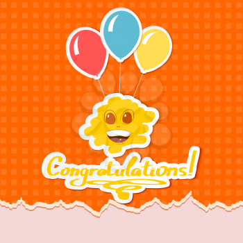 Congratulations on an orange background. vector illustration