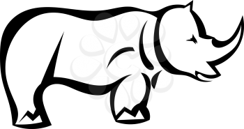 Rhinoceros in profile isolated. Vector illustration.
