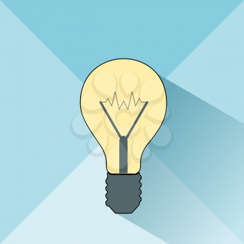 Icon lamp on a blue background. Idea. Vector illustration.