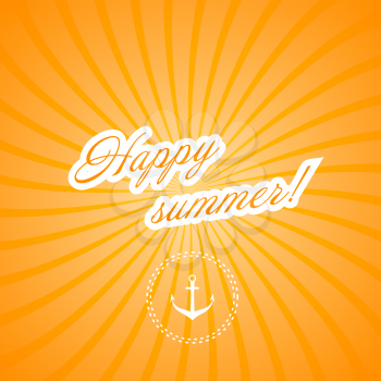 Marine yellow background. Happy summer! Vector illustration.
