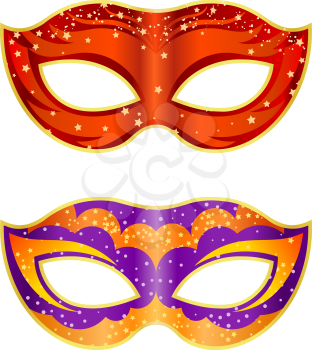 Two bright fancy mask on a white background. Isolate. Vector illustration