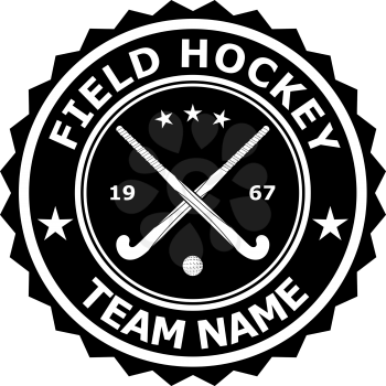 Black badge emblem desizhn for the team field hockey. Vector illustration