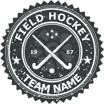 Retro Black badge emblem  for the team field hockey. Vector illustration