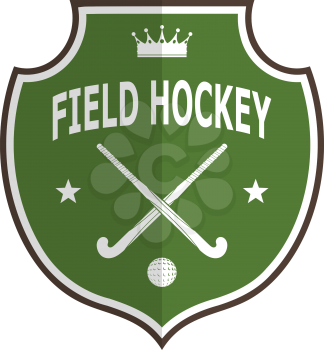 Green logo badge for the team field hockey on a white background . Vector illustration