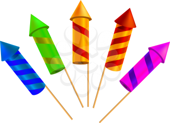 Set of bright festive crackers on a white background. Vector illustration