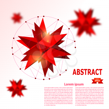 Abstract red geometric background with red stars. Elements for your design. Vector illustration